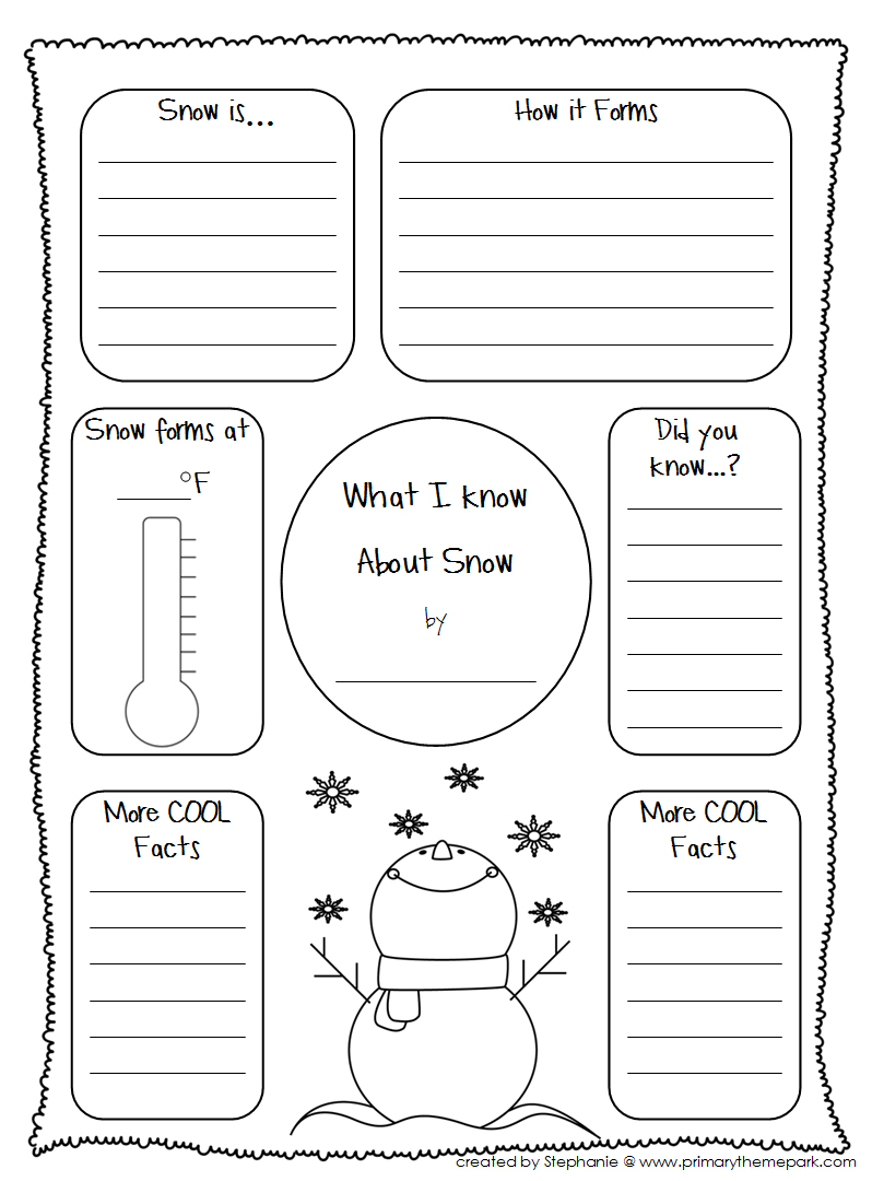 "What I Know About Snow" Graphic Organizer Printable