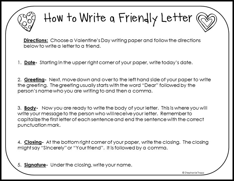 How To Write A Friendly Letter Free Printables Primary Theme Park