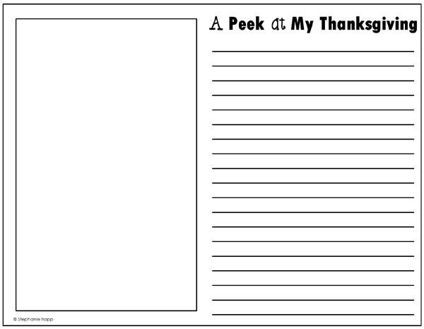 Thanksgiving Writing Prompts: "A Peek into a Pilgrim's Life" and "A Peek at My Thanksgiving"