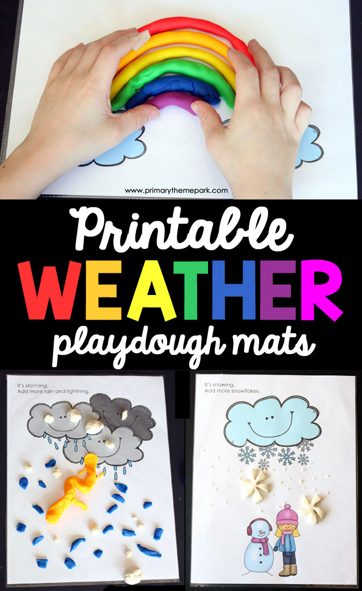 These free printable weather playdough mats are a fun complement to a weather unit study!