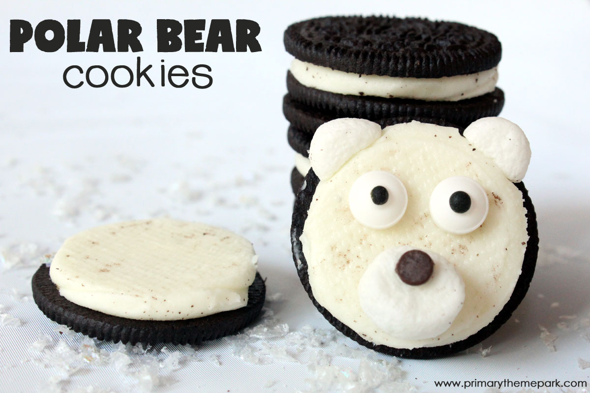 Four ingredients is all it takes to make these adorable polar bear cookies! Perfect treat for a winter unit on arctic animals.