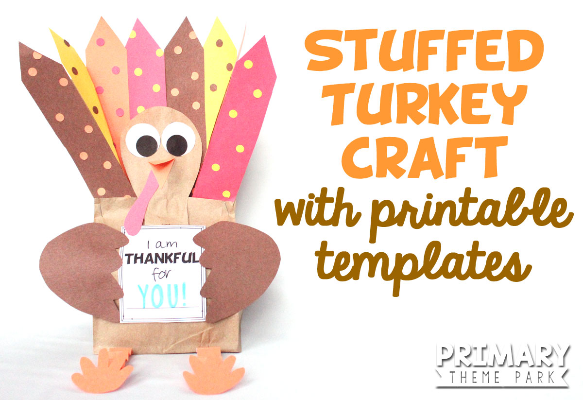 Make this adorable stuffed paper bag turkey craft using the free printable templates. A fun Thanksgiving activity for kids!