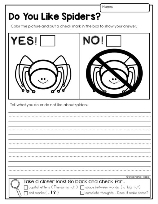 Spider Unit for Kindergarten and First Grade | Spider Writing Activities | Spider Activities for Kids