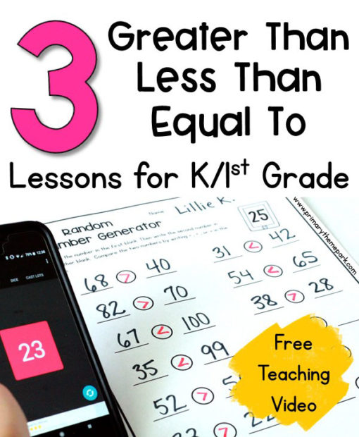 Three Greater Than Less Than Lessons for First Grade