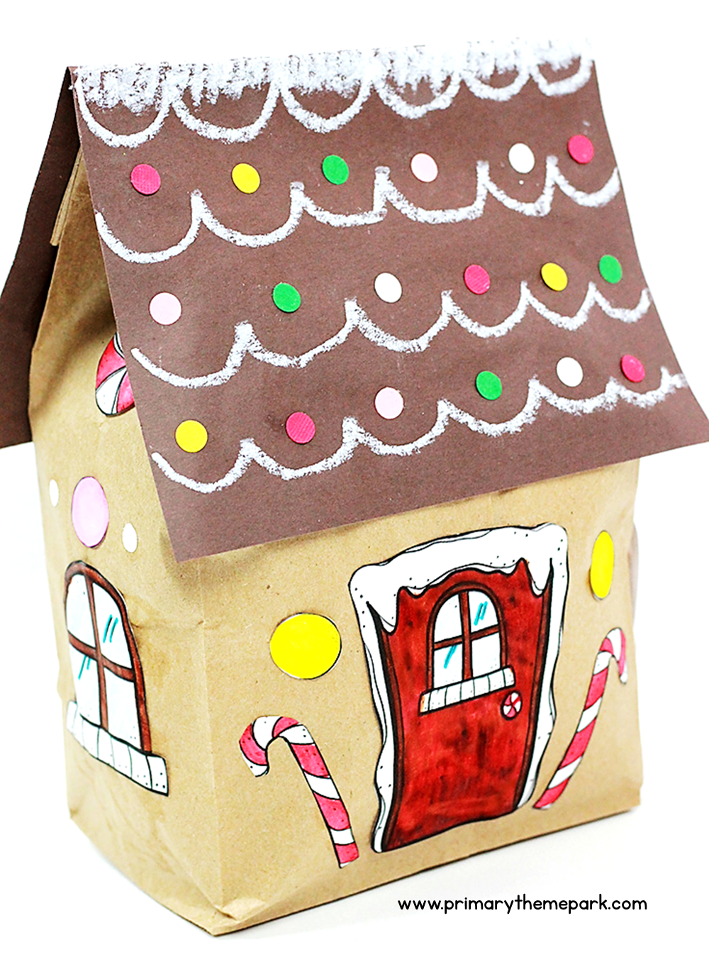Paper lunch sack gingerbread house