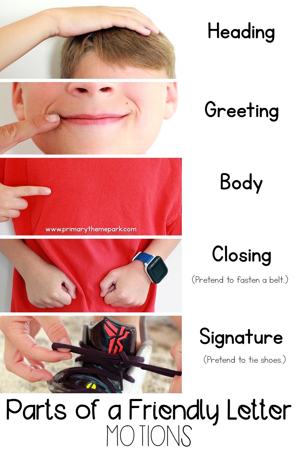 Parts of a Friendly Letter Motions Primary Theme Park